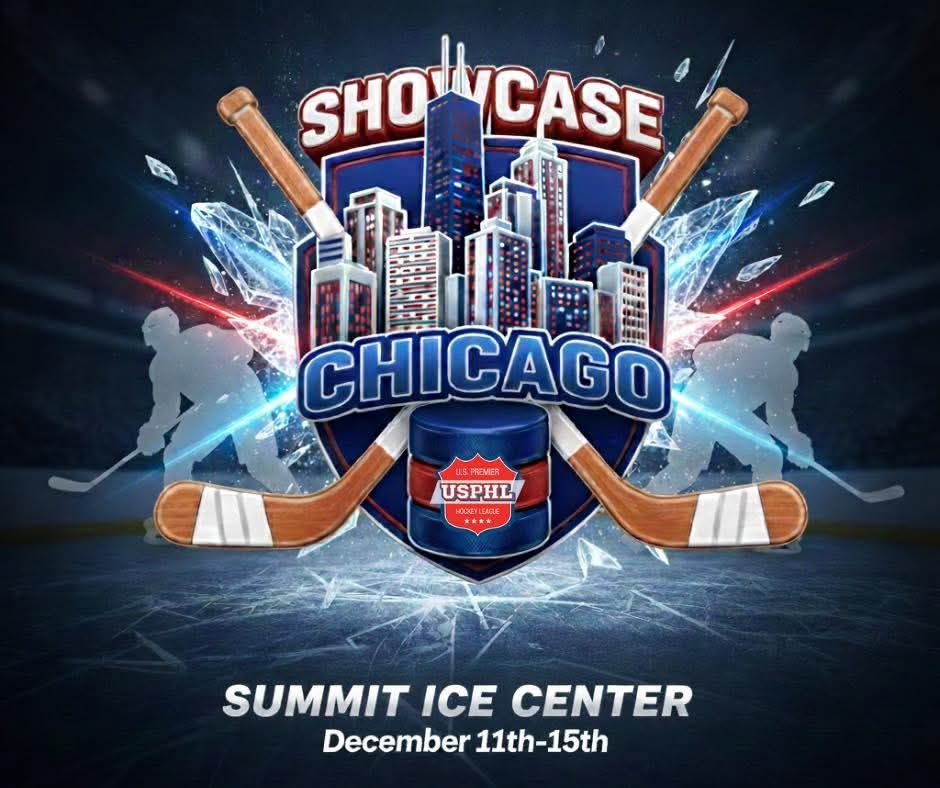 2025 <a href="/USPHL/">USPHL</a> Chicago Showcase, hosted by the <a href="/ChiCougarsHky/">Chicago Cougars</a>, <a href="/HockeyCrush/">Chicago Crush Hockey</a>, and Chicago T-Rex, is THIS Weekend, Thursday-Monday, December 11th-15th, at Summit Ice Center, in Lockport, IL

Sincerely Appreciate Pete and Amanda Olson for the Opportunity

Broadcast Schedule - Watch