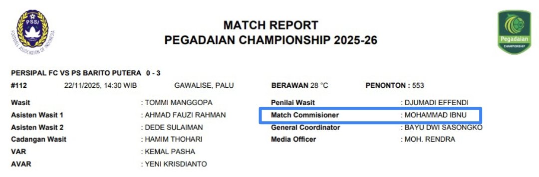 Putusan terkait nama yg melakukan pemukulan terhadap wasit ada yg aneh &amp; beda ngga sih? Jelas di video yg melakukan pemukulan Asmen Persipal, Sdr. Andil Andika namun yg di hukum oleh Komdis malah Panpel Sdr. Faisal Efendy. ini Match Commissionernya ngga salah laporannya ? #FWI