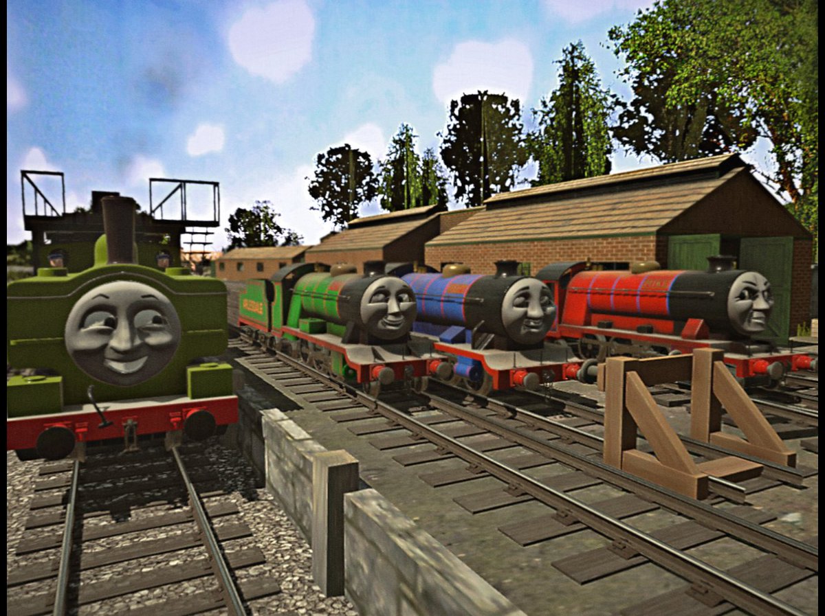 Subiboard's tweet image. "As you can see, the Small Controller's given us different coats."

"Silly Nonsense."

"I like being blue."

"It's all right for, but not for me. Passengers say I look like a pillarbox!"

"Shocking! Consider my feelings. When we were both green. Passengers kept calling me Mike!"