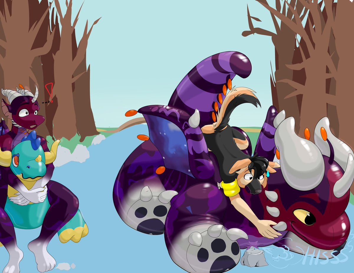 bouncybacon's tweet image. They done got into the forest that makes you pop your pool toys 🧸 
 (comm for @Lukas_the_Shep and @AstralDergin ) #furryart