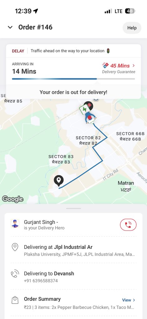 devansh_bartwal's tweet image. Hello @dominos_india !

I still not received my order and it has been over one hour now. This delay is unacceptable.

I also have a recording of your delivery rider saying that the order will “get cancelled on its own” even though the app has been showing it as Out for Delivery.…