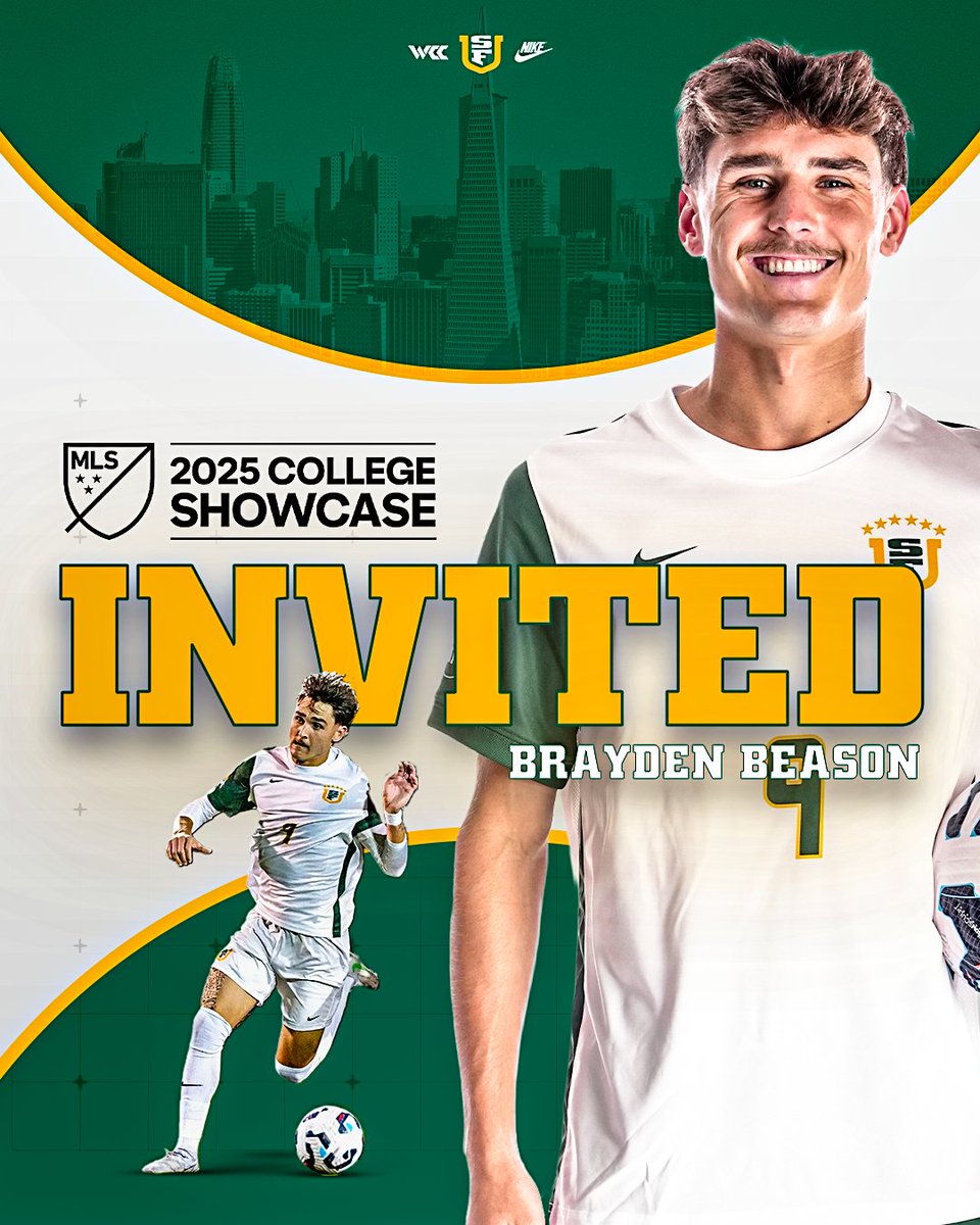 USFDonsMSoccer's tweet photo. 𝐈𝐍𝐕𝐈𝐓𝐄𝐃 📨

Brayden Beason is one of 45 players nationally invited to the 2025 @MLS College Showcase!

📰: https://t.co/Z4Nc75L6g6

#USFDons | #WCCsports https://t.co/nLZb1wCoOm