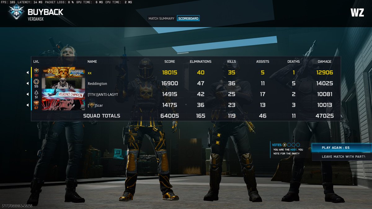 xursFA's tweet image. 165 team elims🤠