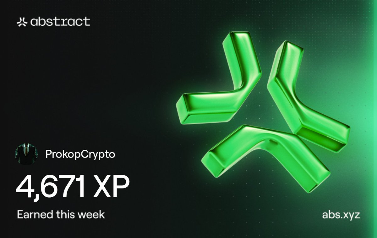 I just earned 4,671 XP on <a href="/AbstractChain/">Abstract</a>! 🎉
Thank <a href="/playduper/">DUPER ✦</a> 
I came back to win🏆