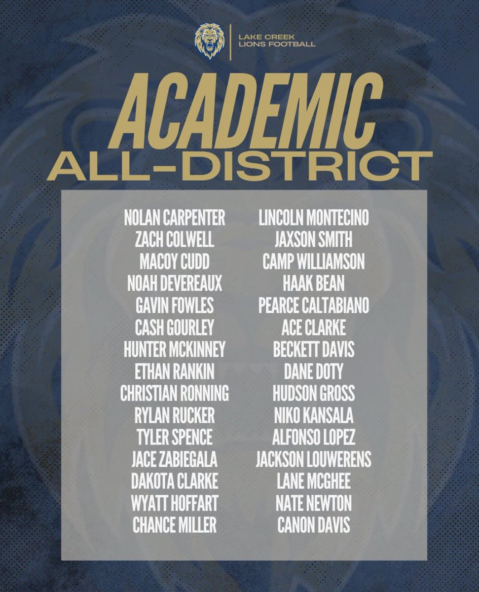 Thankful to be named Defensive Newcomer of the year and academic all district! 
<a href="/coach_bourquin/">Coach Bourquin</a> <a href="/CoachPatKennedy/">Pat Kennedy</a> <a href="/CoachWDavidson/">Coach Davidson</a> <a href="/LakeCreekFBall/">Lake Creek Lions Football</a> <a href="/CoachKyleSamson/">Kyle Samson</a> <a href="/JoeyMcGuireTTU/">Joey McGuire 🌵</a> <a href="/adamgorney/">Adam Gorney</a> <a href="/coachlaplante/">Brad LaPlante 🐻 🦁</a> <a href="/KeatonJ_3/">Keaton Johnson</a> <a href="/jeremycrabtree/">Jeremy Crabtree</a> <a href="/Cord3l_64/">Cordel Iwuagwu</a>