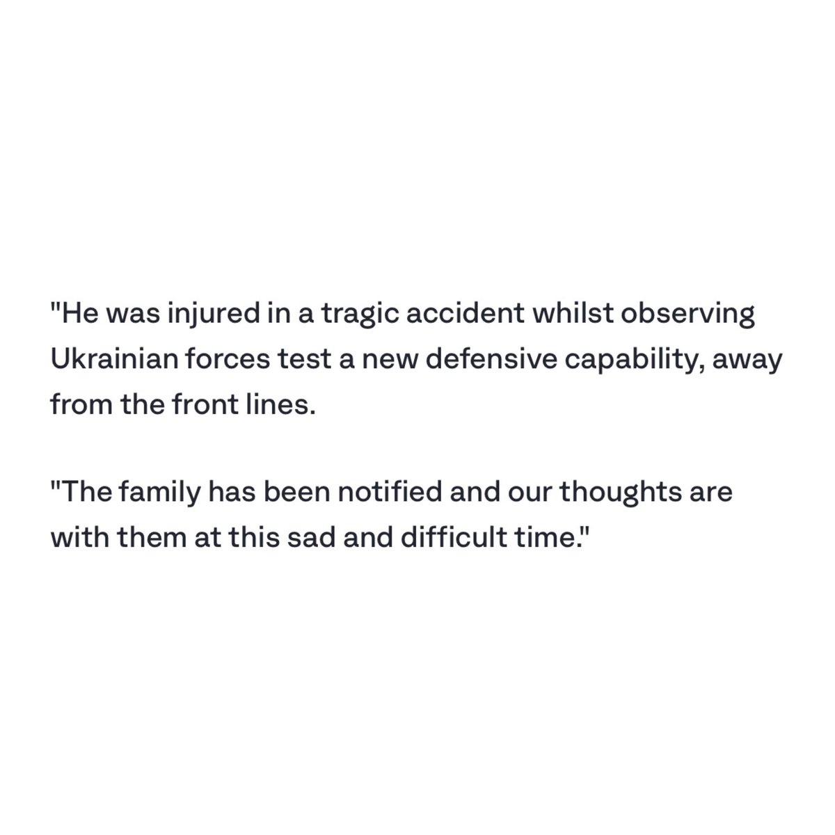 OnlyForces's tweet image. The Ministry of Defence has announced the death of a British Armed Forces Soldier over in Ukraine in a "tragic accident".
Our thoughts are with the family and friends at this time. ❤️🇬🇧