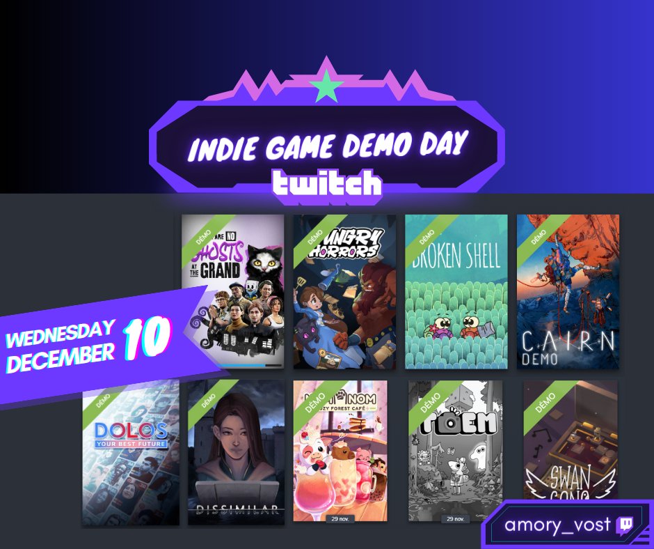 amory_vost's tweet image. My lineup for tomooorrrrooow! 🤯
Nine games — that’s a LOT. Maybe even too much.
I’ll have to make some tough choices… 💔

💜Which one(s) are you most excited to see?

👉twitch.tv/amory_vost ✨

#IndieGames #IndieStudio #GameReview #GameDemo #GamingStream #TwitchGaming