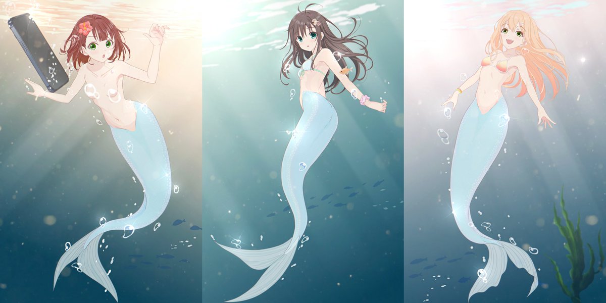 RinShi99's tweet photo. ヒロインたち
Rin（凛） | Aimi（愛美） | Hoshi（星）

#人魚 https://t.co/EbV1X1xQB2