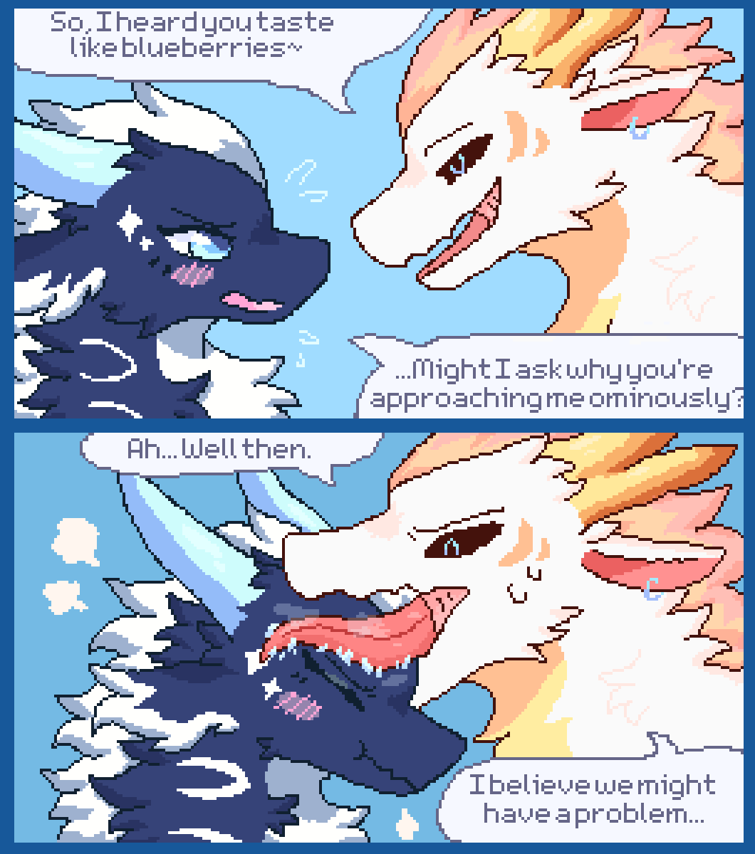 Don't lick fluffy ice dragons, you'll get stuck!
#dragon #comic #pixelart