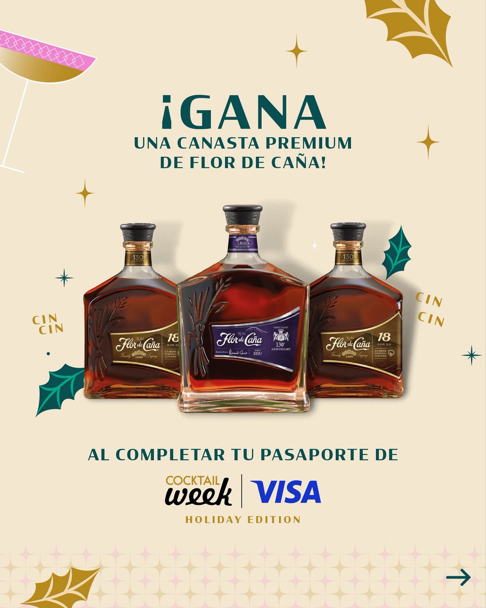 PanamaWeek's tweet image. ¡Cocktail Week @VisaPA te premia! Gana una canasta premium de @flordecana disfrutando la variedad de cocktail specials de este Holiday Edition. 🥃🔥💫

🔛Activa tu Pasaporte ✈️ Cocktail Week ahora y disfruta creaciones mágicas✨

holagivi.com/form/2/Zm0tMDA…