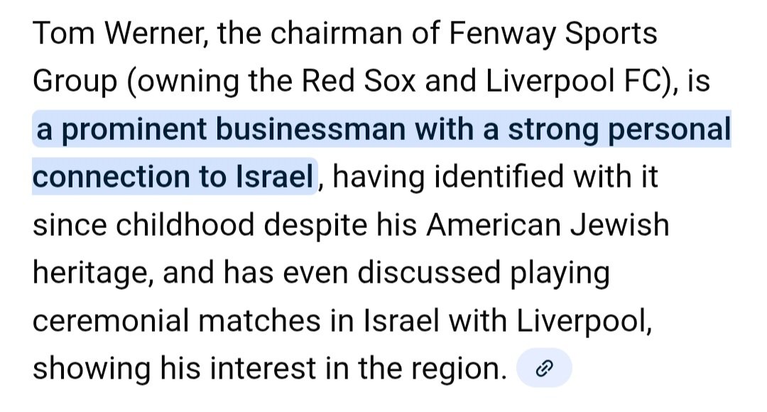 Salah says someone doesn't want him at the club.

Will any of our intrepid sports journalists dare to investigate who he meant?

Here's a clue: The co-owner of Liverpool, Tom Werner, is on record as wanting the club to play in Israel. Salah would undoubtedly refuse.