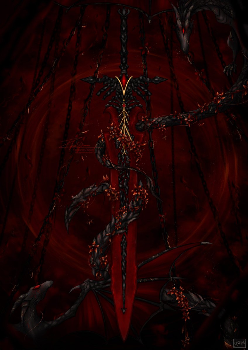 "Fiend Reaper" ｡.:*☆ 

Very happy to have been able to draw this Claymore &amp; add it to my LADS Weapons series.

Feel free to zoom in, I've done my best to add lots of detail ❤️.

#LoveAndDeepspace #Sylus