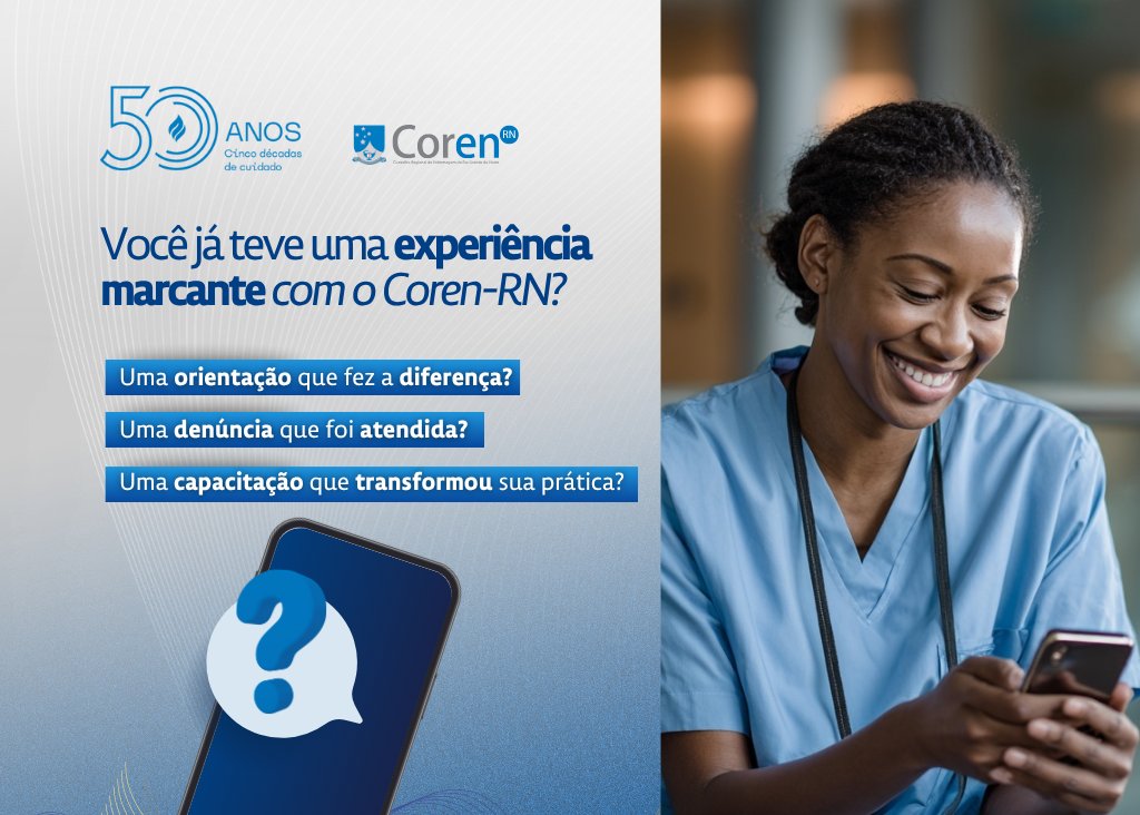 CorenRN's tweet image. 💙 A sua história com o Coren-RN também faz parte dos nossos 50 anos!

Agora é a sua vez!  Conte aqui nos comentários uma lembrança, uma orientação, uma capacitação ou um momento em que o Conselho fez diferença na sua jornada profissional.