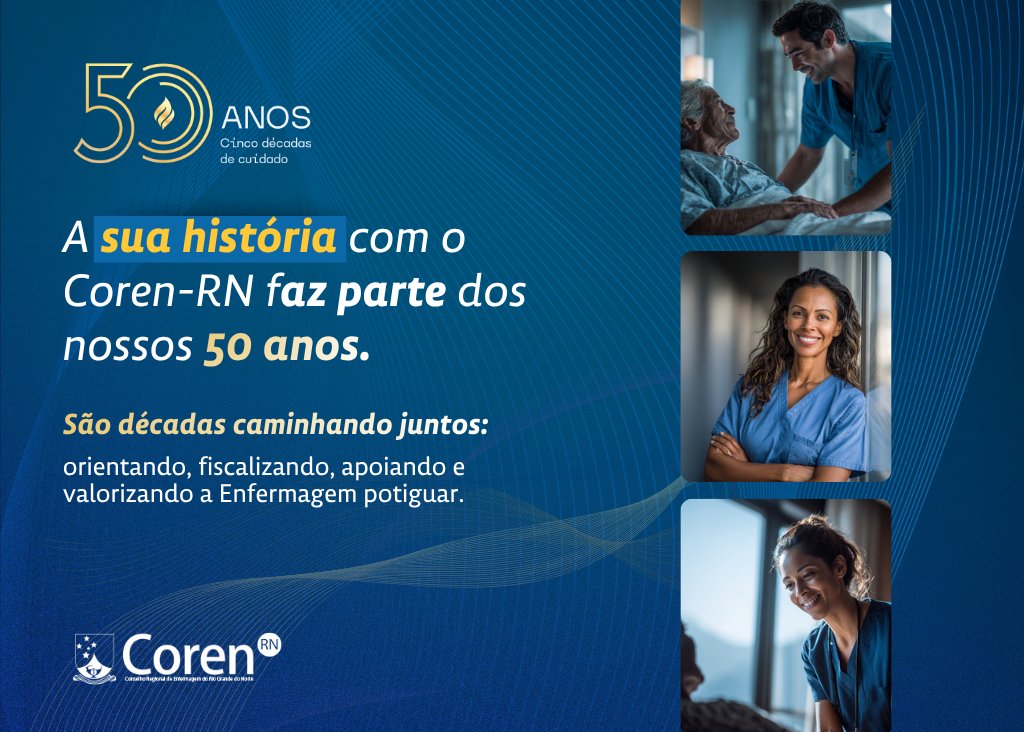 CorenRN's tweet image. 💙 A sua história com o Coren-RN também faz parte dos nossos 50 anos!

Agora é a sua vez!  Conte aqui nos comentários uma lembrança, uma orientação, uma capacitação ou um momento em que o Conselho fez diferença na sua jornada profissional.