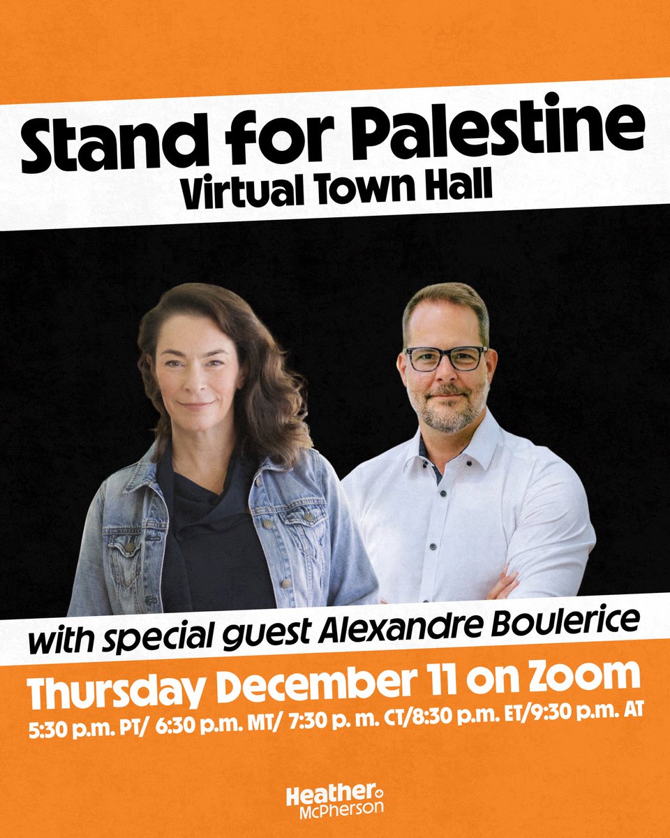 The genocide in Gaza is still happening.

Join me and <a href="/alexboulerice/">Alexandre Boulerice</a> for a virtual Stand Up for Palestine town hall to recap the work that our party has done and to talk about next steps. 

Reserve your spot: us06web.zoom.us/meeting/regist…