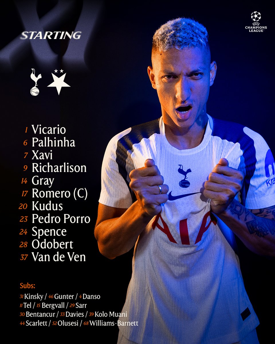 SpursOfficial's tweet image. Your team to face Slavia Prague ✨