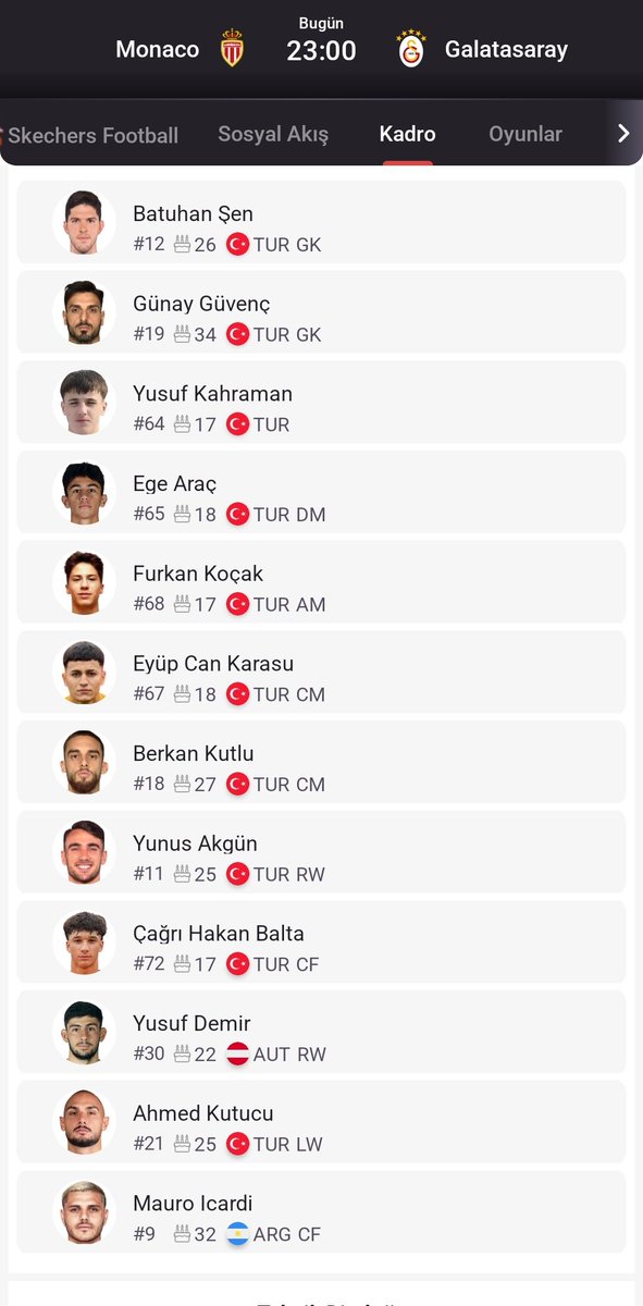 #ASMvGS #UCL
Şu kritik maçta yedkelere bak ! Yunus disnda 
1 tane hamle oyuncusu yok