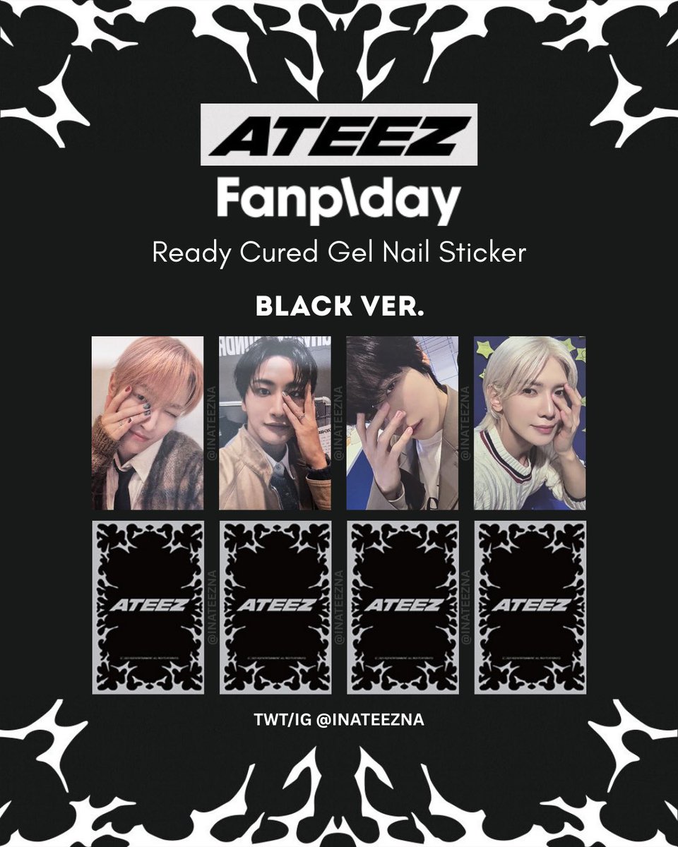 ATEEZ Fanplday PC PHOTOCARD TEMPLATE READY CURED GEL NAIL STICKER