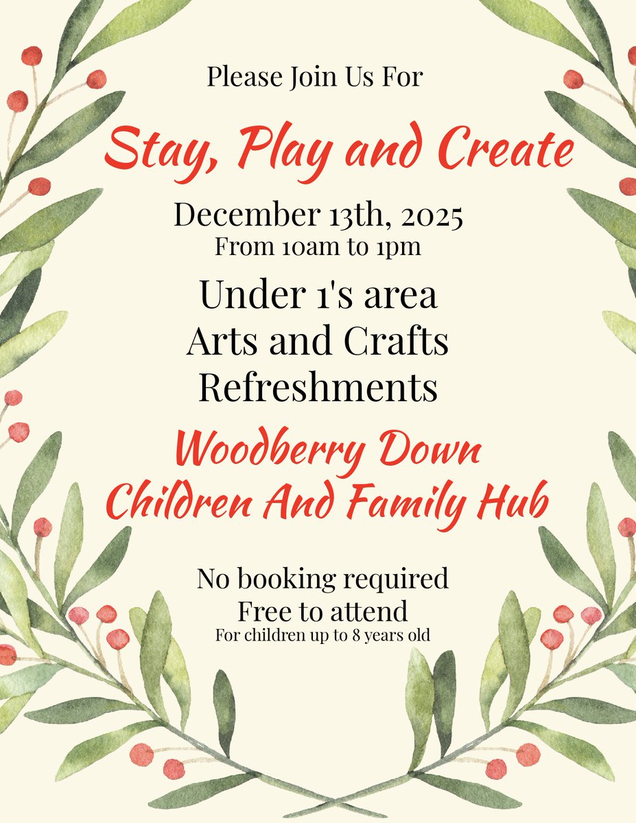 Join Woodberry Down Children &amp; Family Hub for their Free stay and play!
Saturday 13th December
Times 10am-1pm
For parents and children from 0-8 years
Location: Woodberry Down Children &amp; Family Hub, Springpark Dr, Woodberry Down, London N4 2NP
020 8815 3270