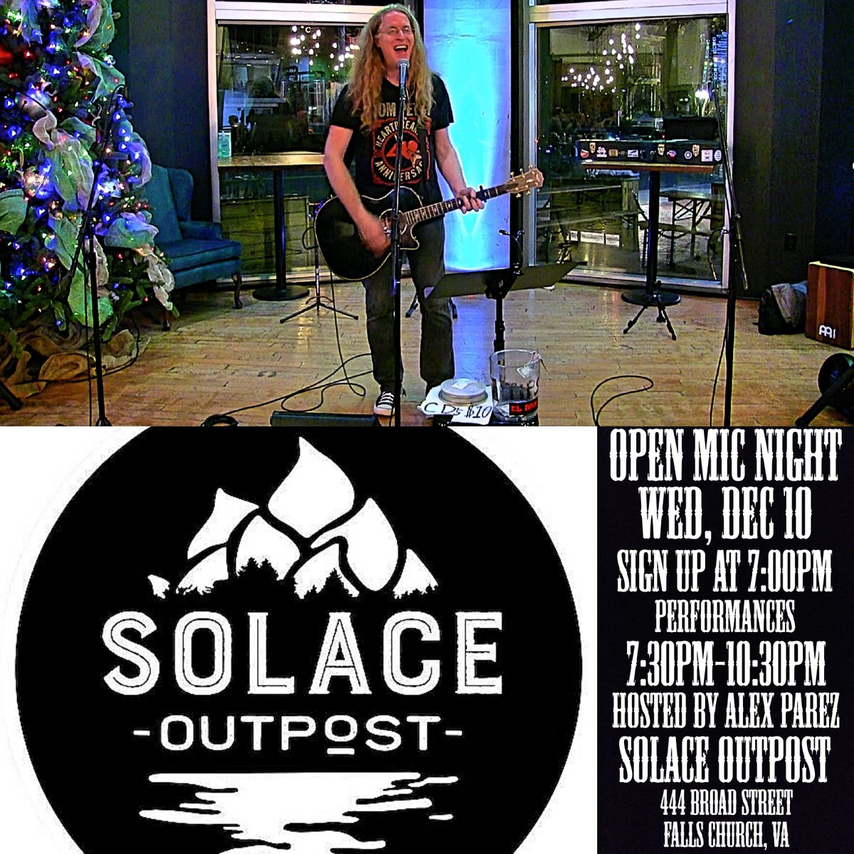 AlexTheRedParez's tweet image. Tomorrow night! Open Mic Night! At @SolaceOutpost in Falls Church! Sign up at 7:00pm, performances 7:30pm-10:30pm! Happy Holidays!

alexparez.com/shows

solacebrewing.com/?site=falls-ch…