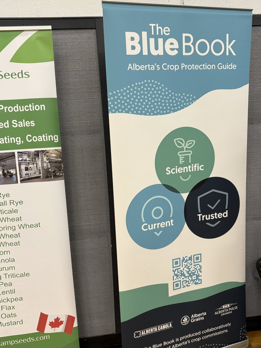 We are at the <a href="/AlbertaPulse/">AB Pulse Growers</a> Zone 1 Regional Meeting today in Taber!  Please stop by the banner and give Craig your feedback about the Blue Book!  #westcdnag