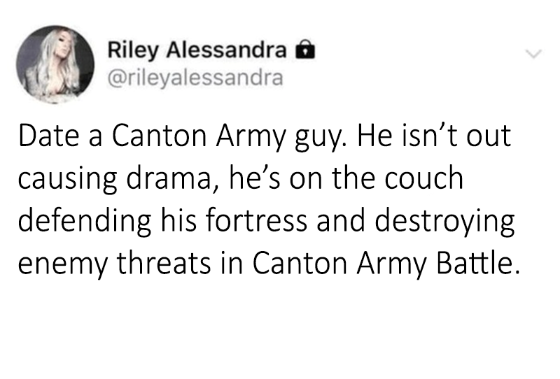 If he’s busy destroying enemy threats in Canton Army Battle, he doesn’t have time to be a threat to you ⚔️