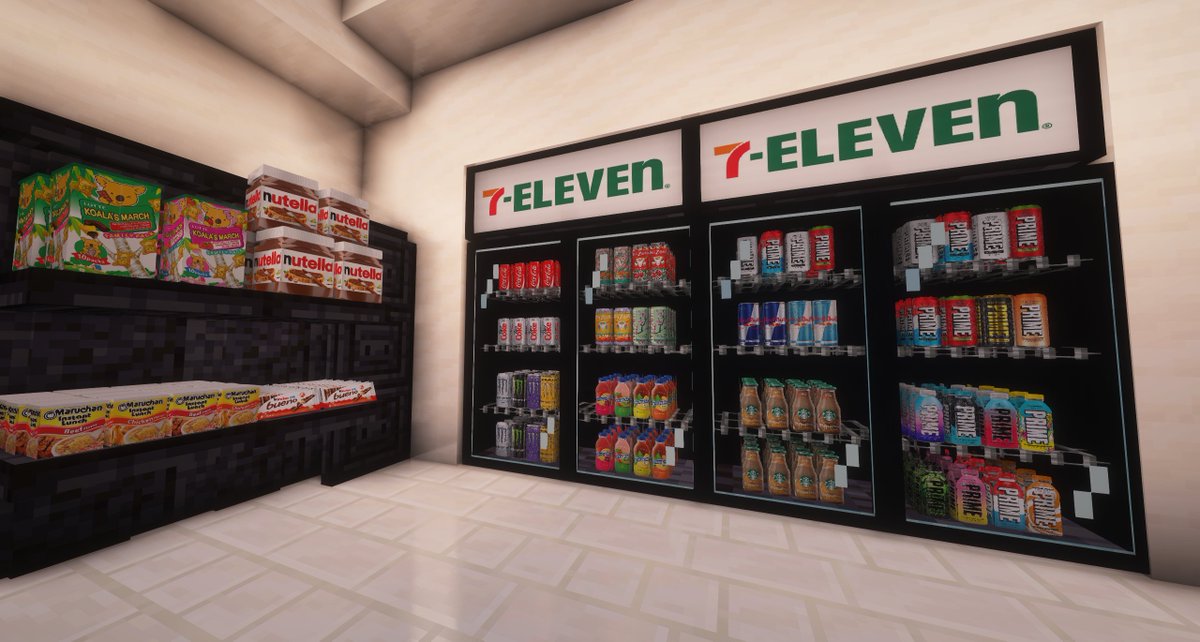 MikeLeonCraft's tweet image. I made a ridiculously detailed resourcepack in #Minecraft for a convenience store build