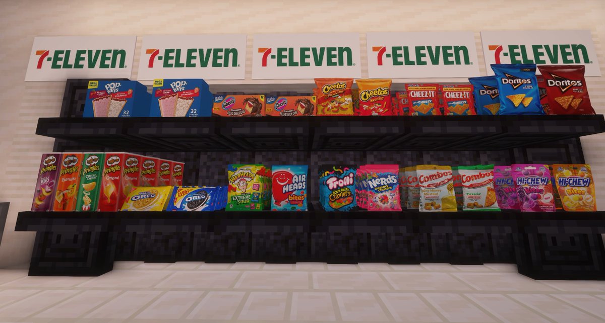 MikeLeonCraft's tweet image. I made a ridiculously detailed resourcepack in #Minecraft for a convenience store build