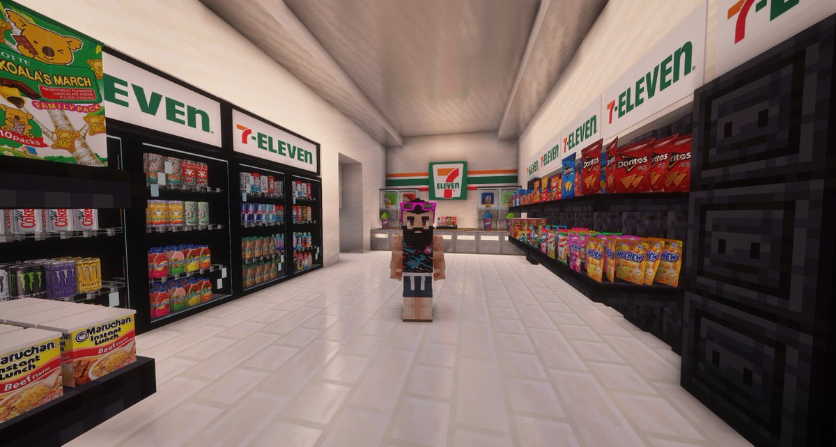 MikeLeonCraft's tweet image. I made a ridiculously detailed resourcepack in #Minecraft for a convenience store build