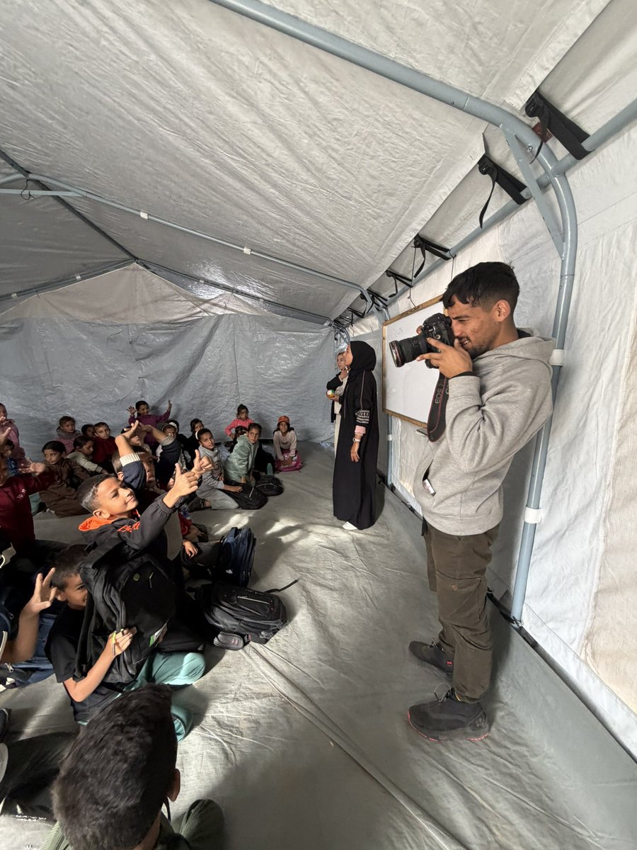 Tala__Darwish's tweet image. Today we photographed students learning in a tent, did you know that before the war Gaza was the most educated country?
