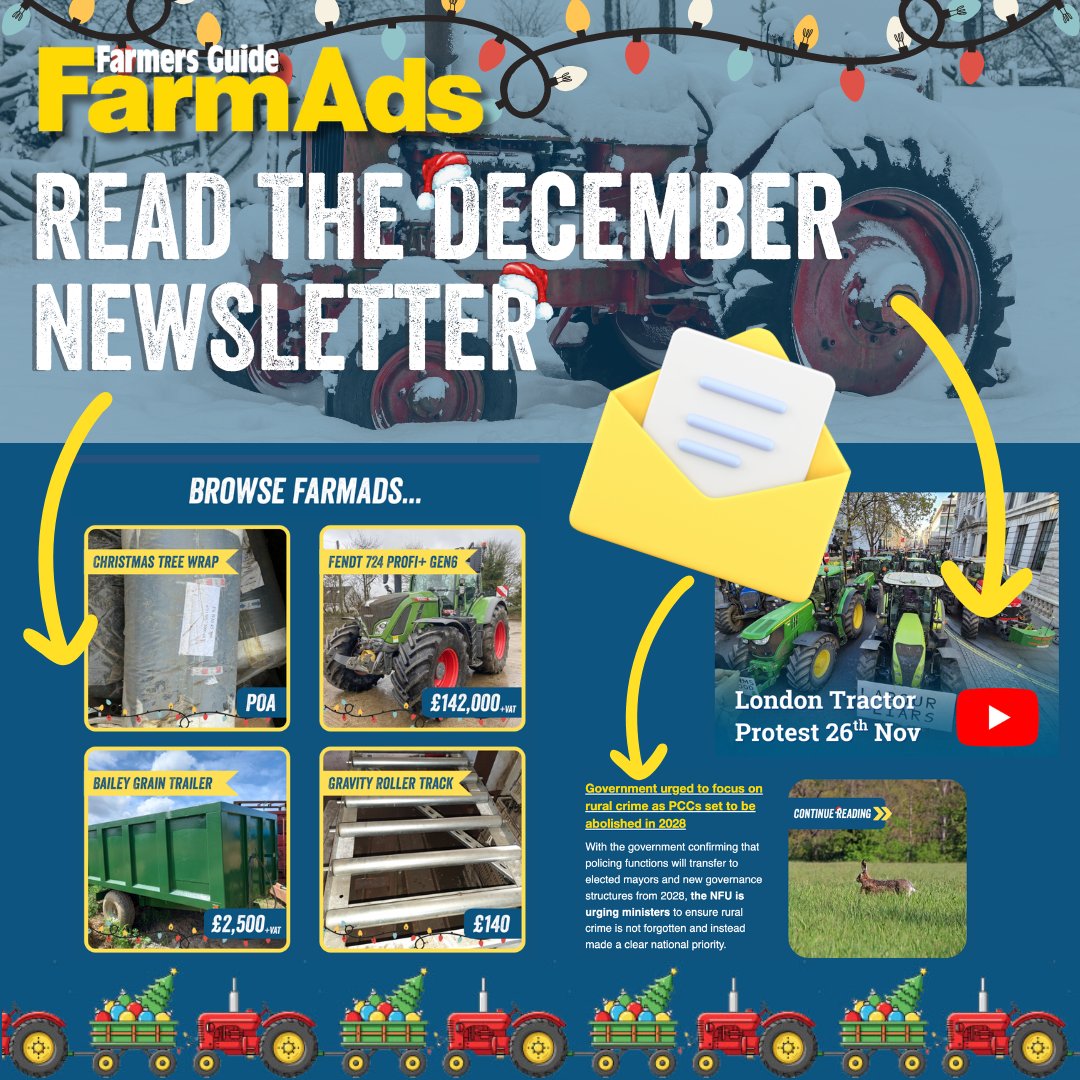 📣 The December edition of our FarmAds.co.uk newsletter is OUT! 📣
Read it here 👉 bit.ly/farmads-dec25
Want to receive the FarmAds newsletter? Sign up here 👉 bit.ly/fa-sign-up
#farmads #usedmachinery #usedequiment #farmmachinery #machineryforsale #festivebuys