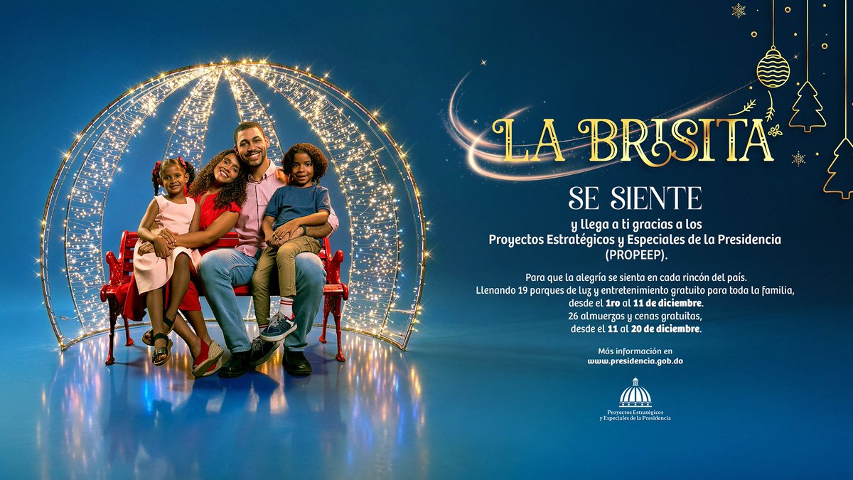 PresidenciaRD's tweet image. La Navidad se vive diferente cuando llega La Brisita.💫

Propeep ilumina parques, acompaña a las comunidades y crea experiencias que hacen esta época más especial para todos.

Más información en nuestra página web.