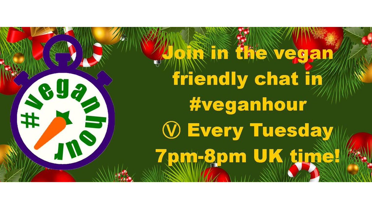 🎄 30 minutes left in Tuesday's #VeganHour.

🎄 Still plenty of time to join in the #vegan friendly chat!  Ⓥ
