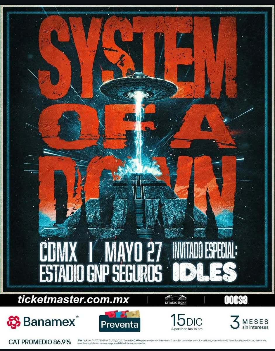 El regreso de System Of a Down ya tiene fecha será el próximo 27 de mayo en el Estadio GNP junto a Idles.
