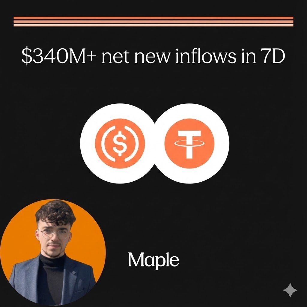 There are builders, and there are performers. <a href="/maplefinance/">Maple</a>  is doing both. 🏗️

With $340M+ in net inflows this week (while closest competitors are seeing outflows), the dominance of $SyrupUSDC and $SyrupUSDT is accelerating.

Total deposits have now crossed $2.2 Billion. Maple