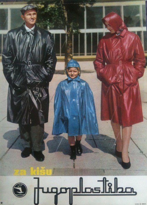 Jugoplastika raincoat advertisement, 1970s