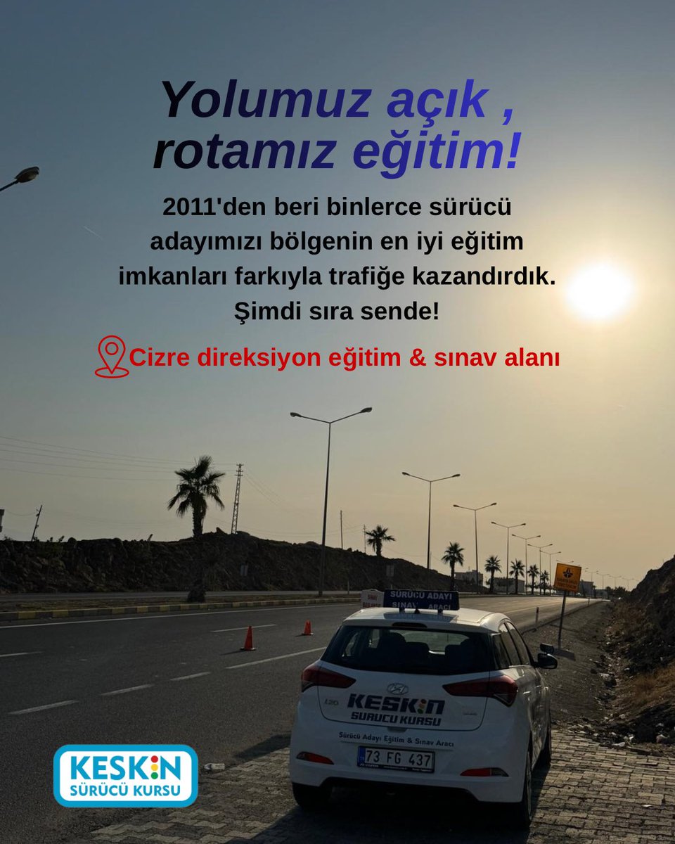 keskinmtsk's tweet photo. Y O L U M U Z   A Ç I K    R O T A M I Z   E Ğ İ T İ M✅
==>
#keskinsürücükursu #cizre #şırnak #idil #beytüşşebap #uludere #güçlükonak #silopi #ehliyet #sürücükursu #bsınıfıehliyet #direksiyondersi #direksiyonsınavı #direksiyoneğitimi #ehliyetsınavı #esınav #trafik https://t.co/KY2P1EmQUv