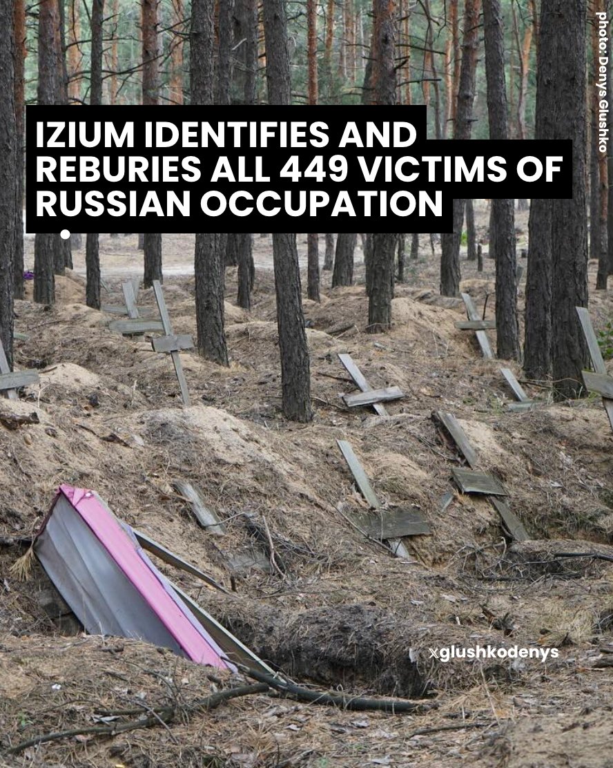 💔 All 449 bodies from the Izium mass grave have been identified and reburied after 3 years of exhumation, city military administration said.

23 of the dead were Ukrainian Armed Forces soldiers. Some of the bodies showed signs of torture and wounds from shelling.