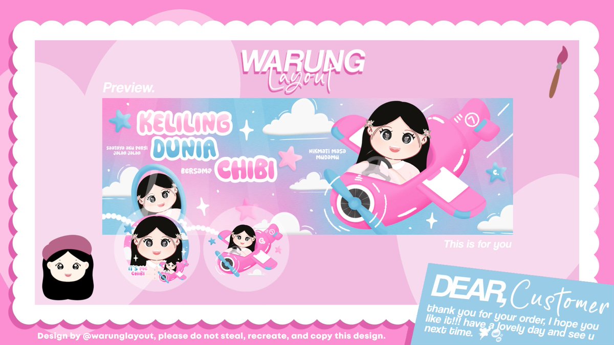 — help rt thankyou 🩷 

Hi guys aku ada layout ready stock chibi baru nih, bisa langsung kalian take sekarang juga 💖🎀 

Price : 25.000
Bisa resize wabis 
Free retext 
Open by request juga 💌

Dm for order…💬
#zonauang