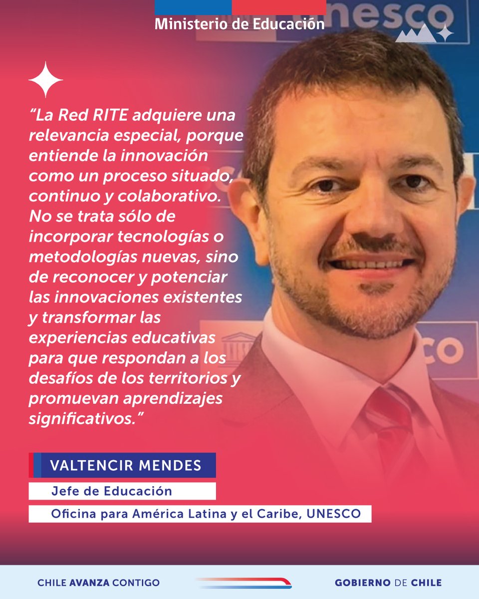 🎙 Voces de Innovación | Valtencir Mendes.

En una nueva columna, Valtencir Mendes, Jefe de Educación de UNESCO para América Latina y el Caribe, nos invita a “innovar para reimaginar los futuros de la educación en Chile”.

Léela aquí 🔗 redinnovacioneducativa.cl/voces-de-innov…