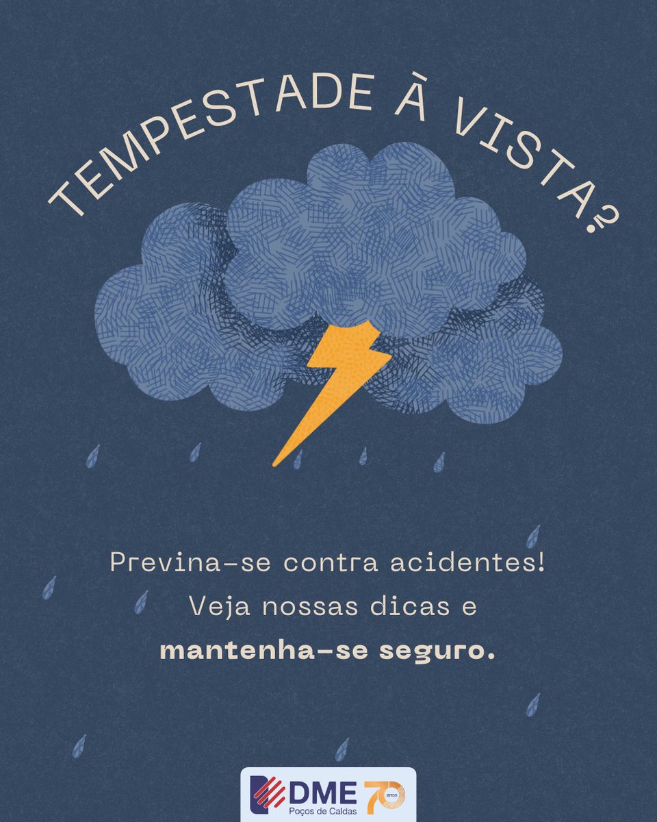 DmePocos's tweet image. Olha a chuva! ☔️🌧 
A intensidade, seja da água, do vento, das descargas atmosféricas, podem trazer algumas questões, por isso, é importante estar atento.
Lembre-se: segurança é tudo.
.
.
#chuva #cuidados #segurança #somosdme #dme70anos