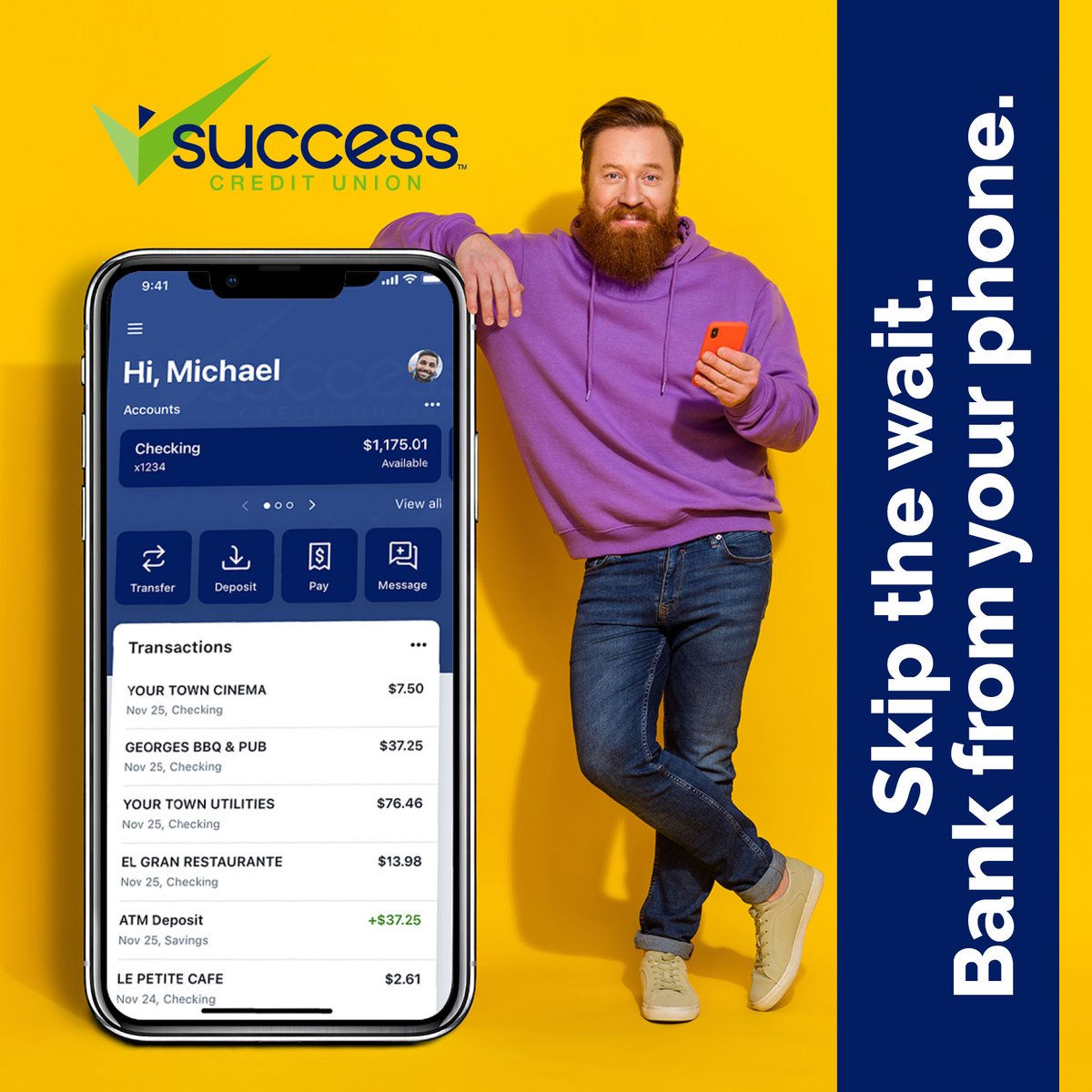 SuccessCU's tweet image. Who has time for lines during the holiday rush? Not you! 📱✨

Skip the wait and bank from your phone with the Success Credit Union mobile app. 
Download the app today!

#SuccessCreditUnion #MobileBanking #Convenience #DigitalBanking #OnTheGo