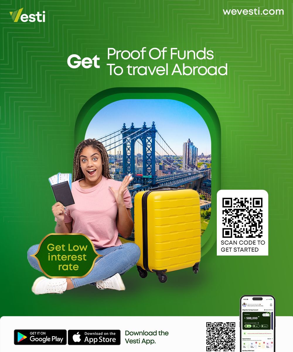 VestiOfficial's tweet image. Many countries like Germany, Canada, France, Finland, Spain, Italy, Singapore, Czech Republic and China require Proof of Funds for visas. 

Vesti offers fast, low-interest PoF to keep your plans moving.
Don’t be left out

Scan the QR Code to begin.
#Vesti #POF #Globalcitizen