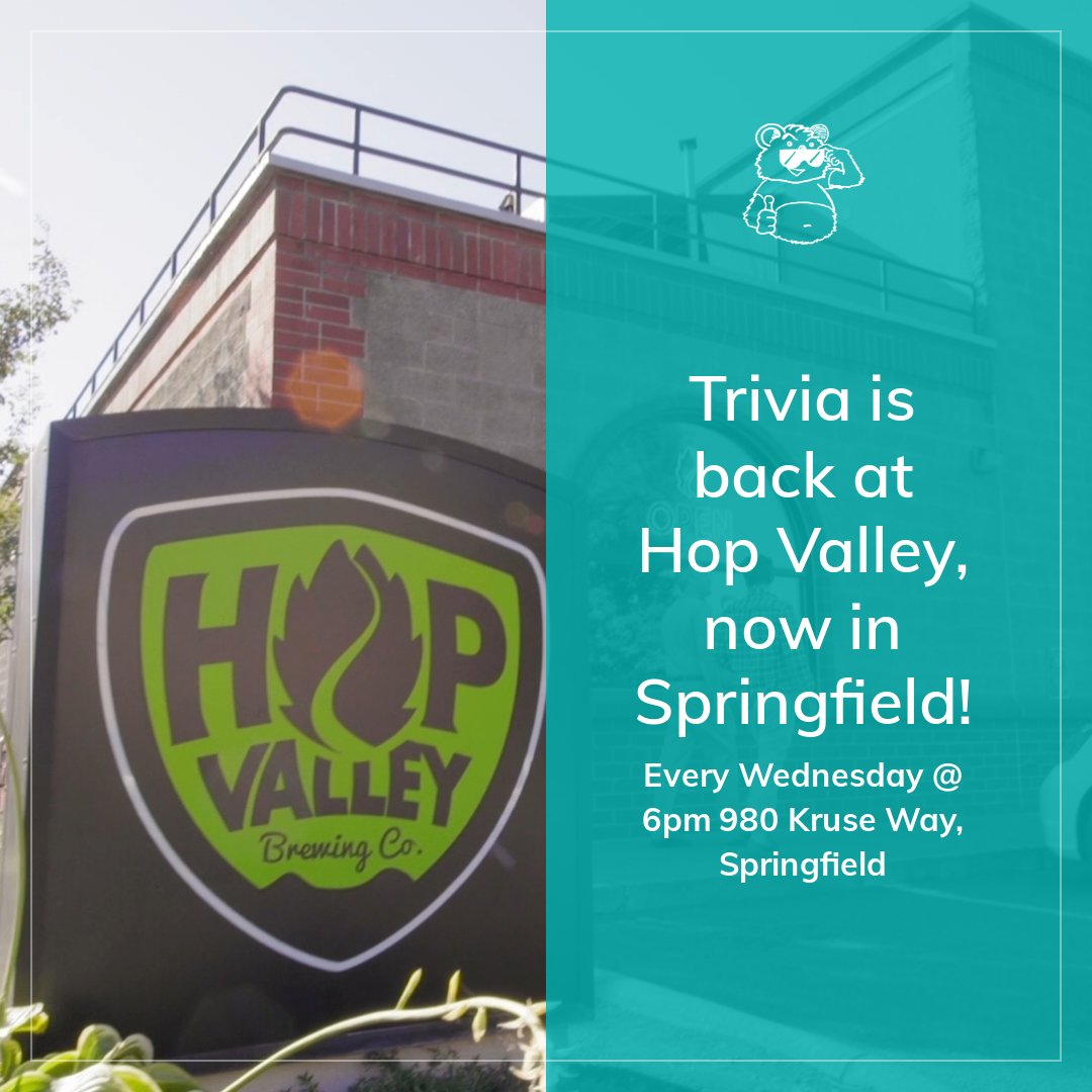 QualityTrivia's tweet photo. Trivia returns to Hop Valley, now in Springfield!

Find the full schedule in our bio!
#qualitytrivia #trivia #teamtrivia #freetrivia #pubtrivia #springfieldor #eugene #bartrivia #universityoforegon #studentunion #eugeneoregon https://t.co/8jU1e6xAIA