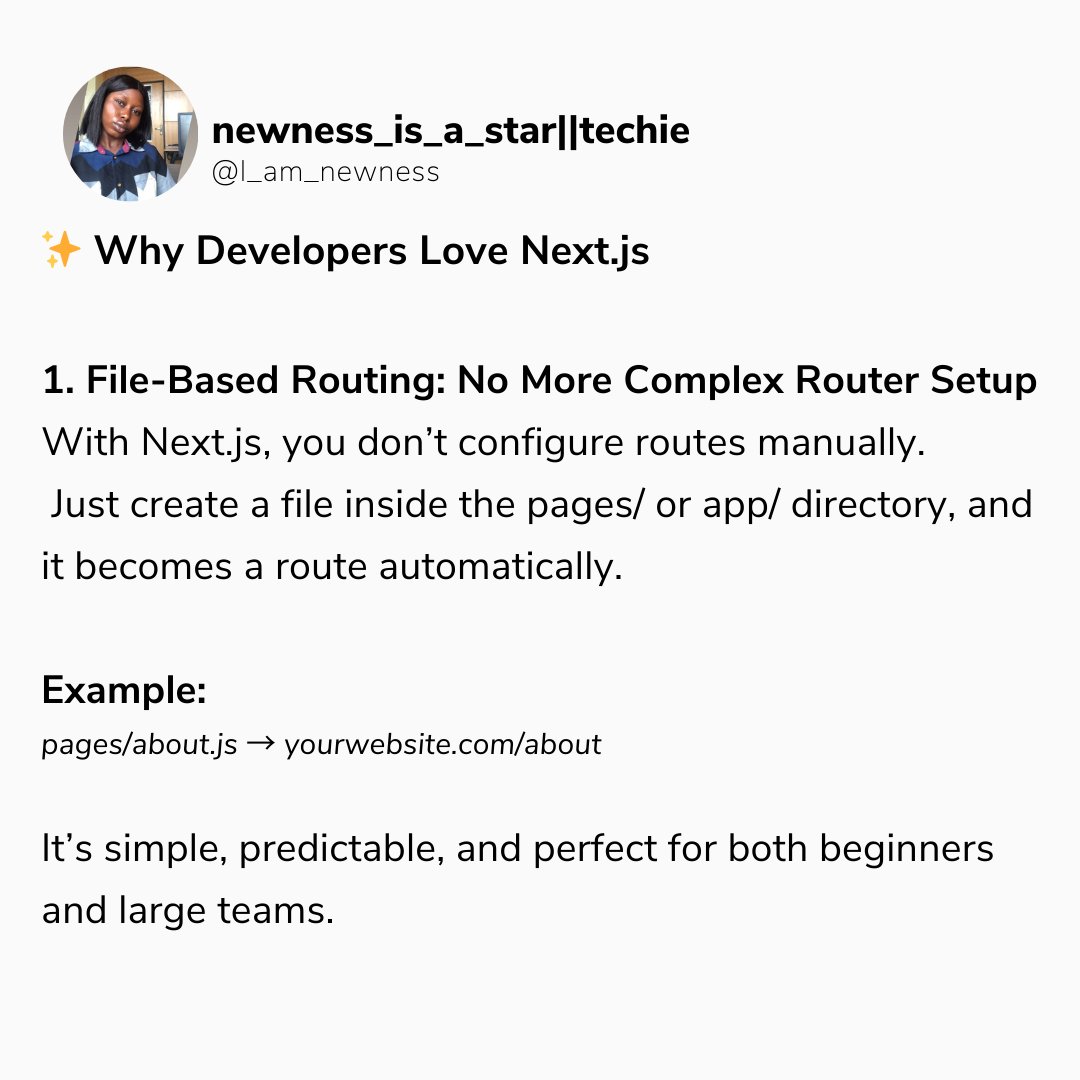 newness_isAstar's tweet image. ✅  Next.js — The Production Framework for React Developers (part1)

#NextJS #ReactJS #WebDevelopment #Frontend #Tech