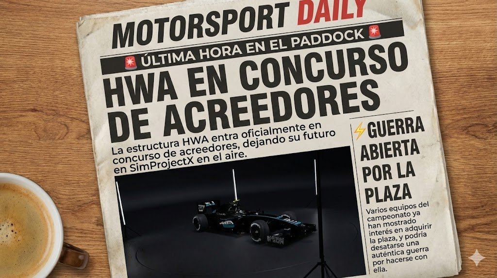 SimProjectX's tweet image. 🚨ÚLTIMA HORA EN EL PADDOCK🚨

La estructura HWA entra oficialmente en concurso de acreedores, dejando su futuro en SimProjectX en el aire.

⚡Varios equipos del campeonato ya han mostrado interés en adquirir la plaza, y podría desatarse una auténtica guerra por hacerse con ella.