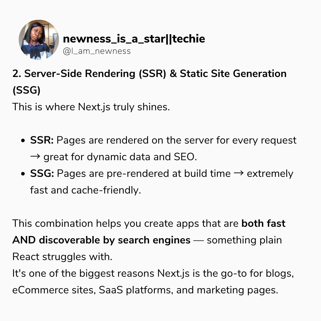 newness_isAstar's tweet image. ✅  Next.js — The Production Framework for React Developers (part1)

#NextJS #ReactJS #WebDevelopment #Frontend #Tech