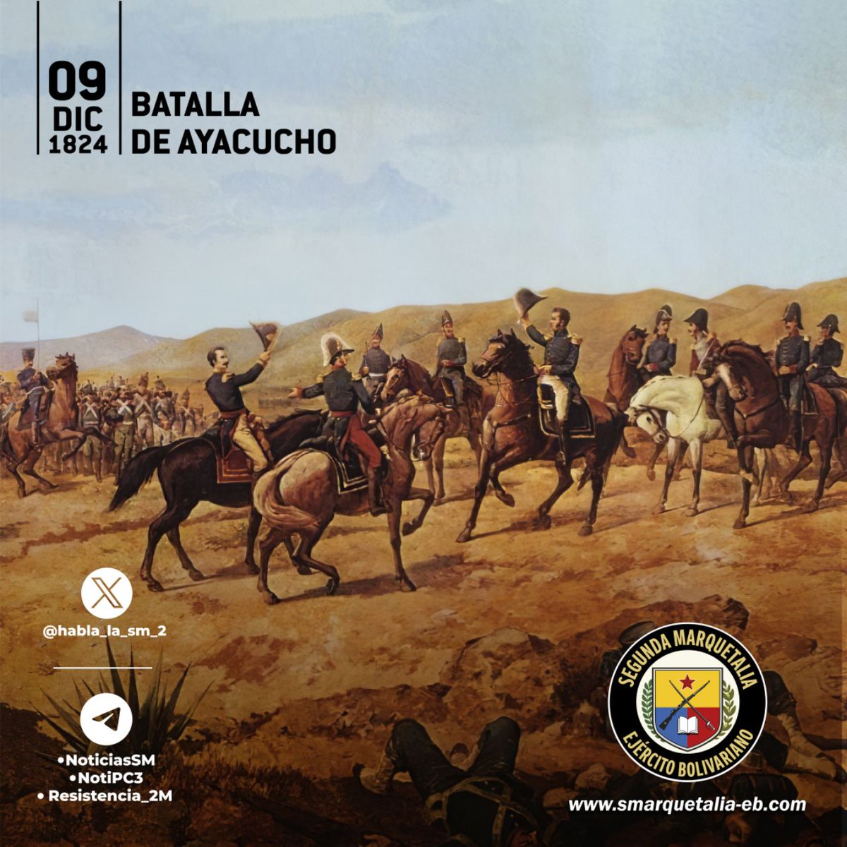 🧵La Batalla de #Ayacucho es un punto de inflexión histórico que terminó con casi tres siglos de dominio español y redefinió el mapa político sudamericano permitiendo la creación de nuevas repúblicas libres.