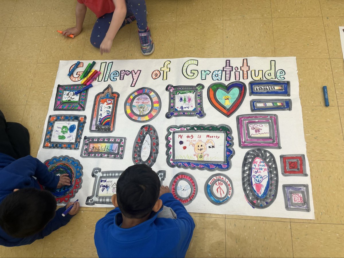 EMKArtists's tweet photo. Second grade artists recently worked together to complete this “Gallery of Gratitude”, focusing all that they have to be thankful for. 🙏🏼

#EMKartists #EastWindsorRegionalSchools #studentart https://t.co/AU58yO8lW6