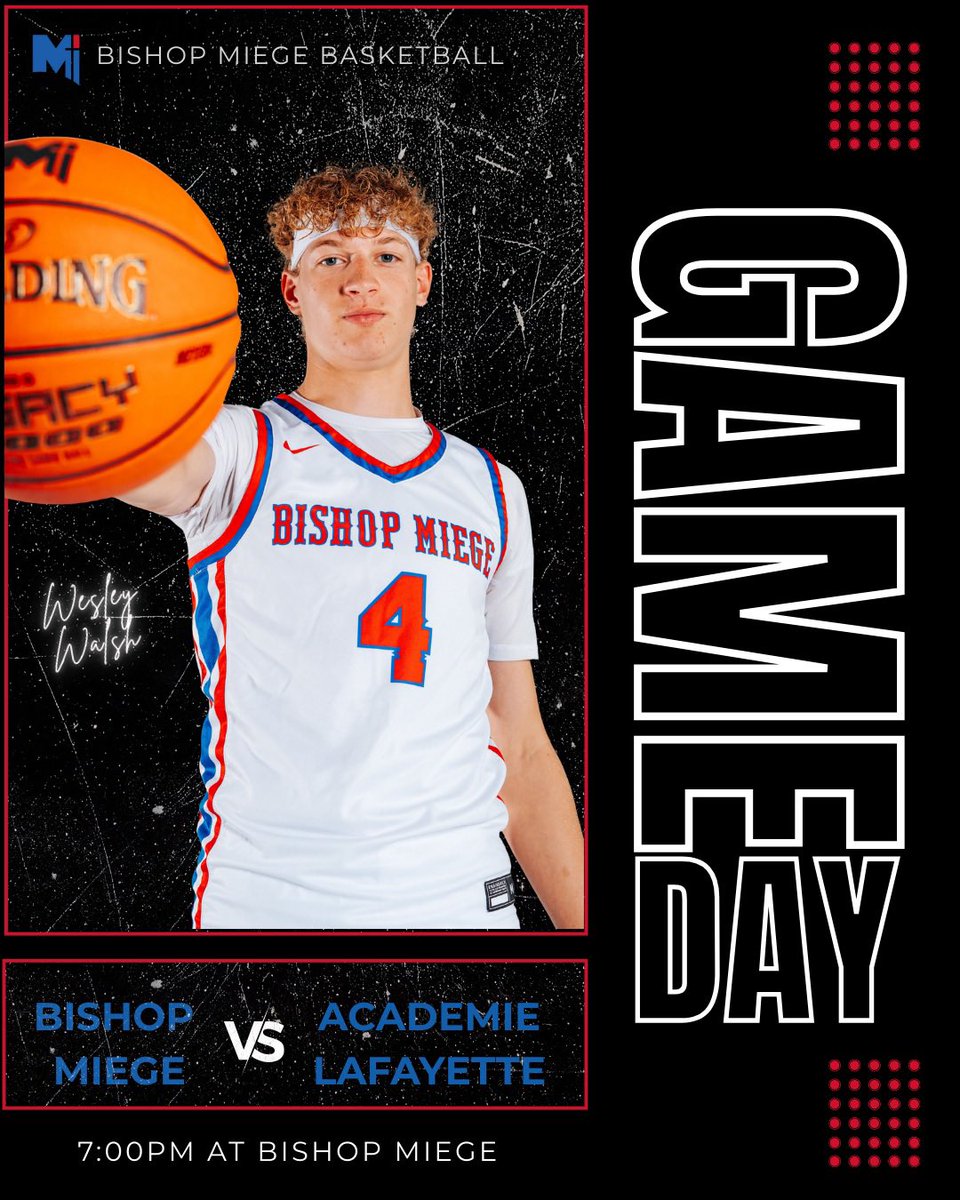 GAMEDAY🏀
🆚 Academie Lafayette
⏰ 7:00PM
📍 Bishop Miege High School

#GoStagsGo | <a href="/BishopMiege_BBB/">Bishop Miege Basketball</a>
